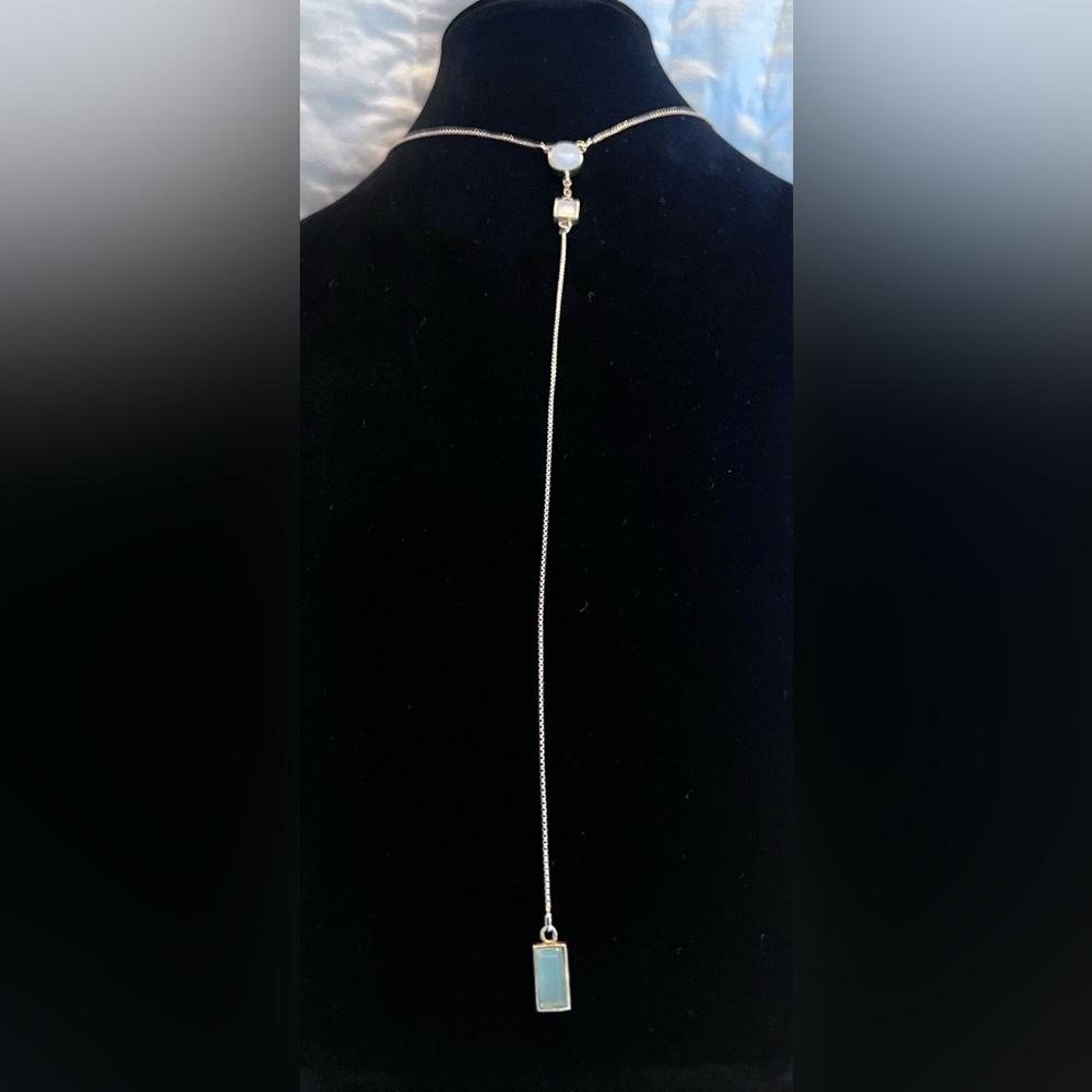 Karen London 16.5” triple-dropped stone necklace in 24-carat gold-plated brass